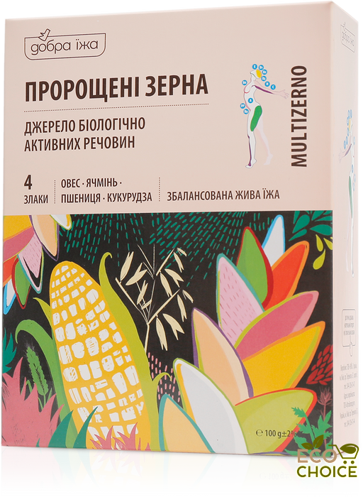 Проросшие зерна овса, ячменя, пшеницы, кукурузы в стиках, (100гр) Добра Їжа zerna_100gr фото