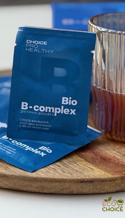 BIO B-COMPLEX Choice - природні вітаміни групи B з магнієм L-треонатом і L-теаніном, 30 саше bio-b-complex фото