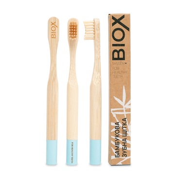 Дитяча бамбукова зубна щітка BIOX від 2х років - Blue bambukovaya-blue фото