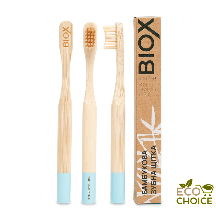 Детская бамбуковая зубная щетка BIOX с 2х лет - Blue bambukovaya-blue фото